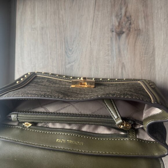 Michael Kors Large Studded Soho Frame Out Shoulder Bag - Olive - Picture 8 of 11